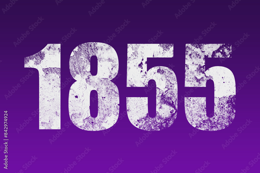flat white grunge number of 1855 on purple background. flat white grunge number of 1855 on purple background.