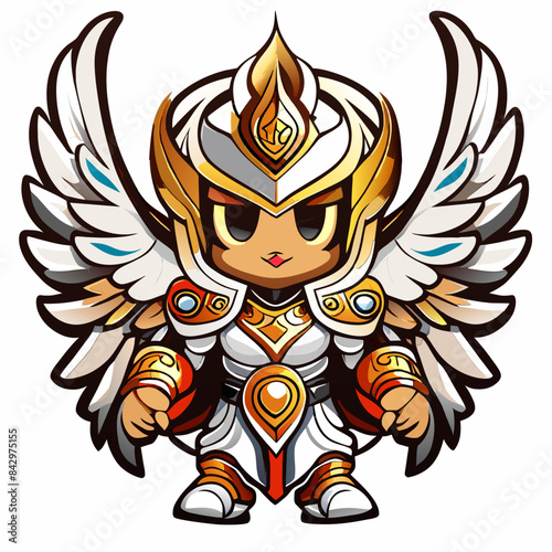 "Charming Angelic Mascot Illustration in Full Body View"