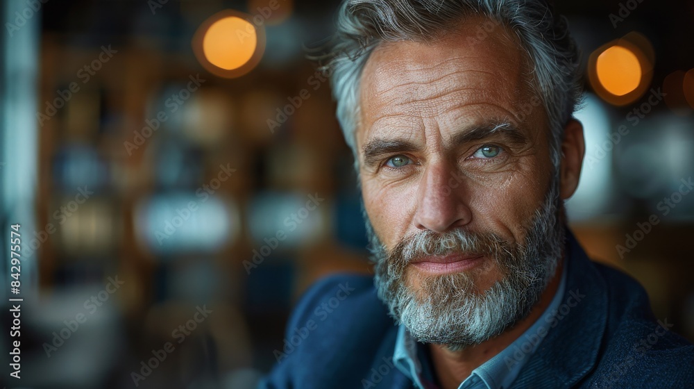 Senior gentleman with grey hair and beard looking confident and thoughtful Senior gentleman with grey hair and beard looking confident and thoughtful