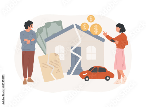 Property division isolated concept vector illustration.