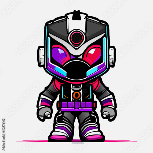 "Frontal View Cyberpunk Mascot Illustration Tailored for Multi-Purpose Use: Futuristic Style"