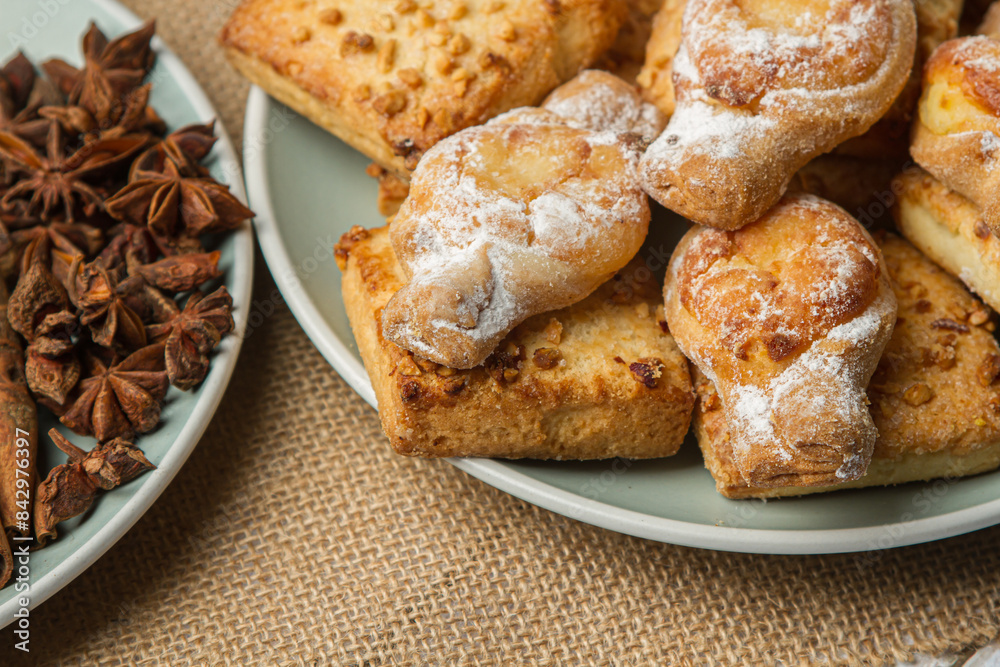 Sweet pastries on a light table Sweet pastries on a light table