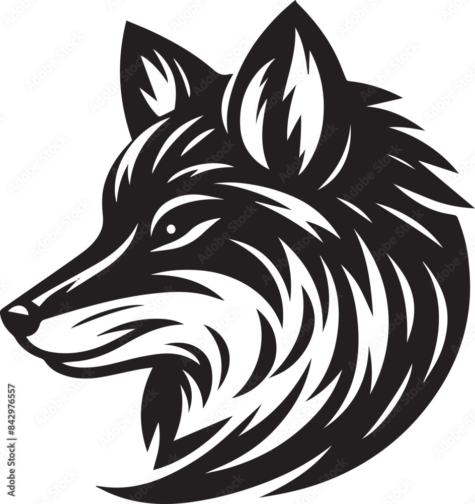 Fototapeta premium Minimalist Vector Illustrations of an Angry Fox Head for Eye-Catching Logos and Branding