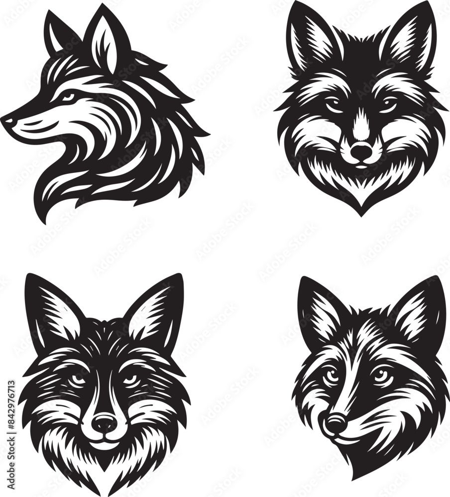 Minimalist Vector Illustrations of an Angry Fox Head for Eye-Catching Logos and Branding Minimalist Vector Illustrations of an Angry Fox Head for Eye-Catching Logos and Branding