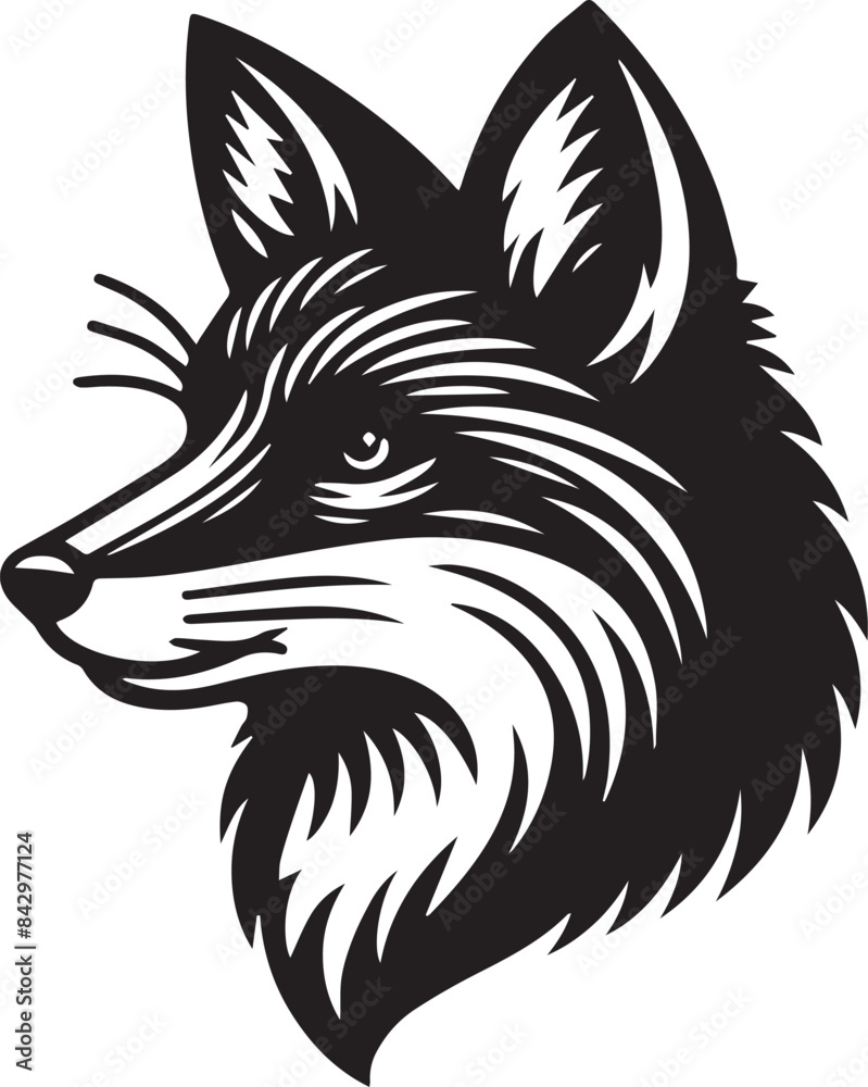 Obraz premium Minimalist Vector Illustrations of an Angry Fox Head for Eye-Catching Logos and Branding
