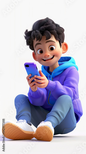 A 3D boy holding a smartphone