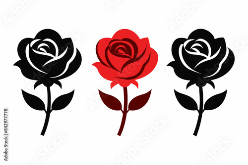 many roses silhouette vector illustration