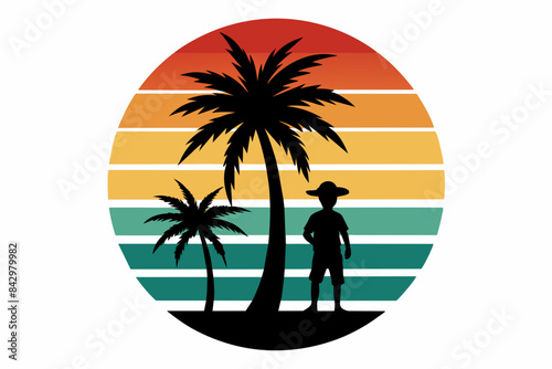 palm tree t-shirt design vector illustration © Shiju Graphics