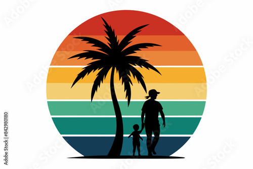palm tree t-shirt design vector illustration © Shiju Graphics