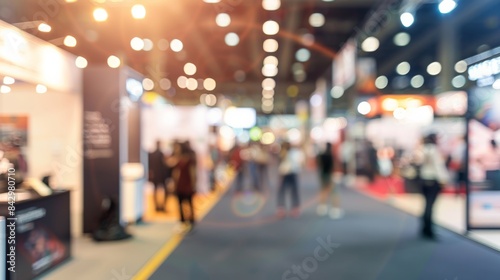 Blurred background perfect for copy space in a busy trade show scene