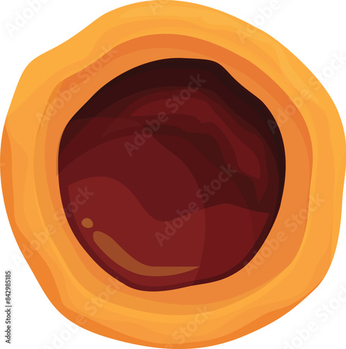 Round open pit mine with layers of soil, illustrating the process of mineral extraction