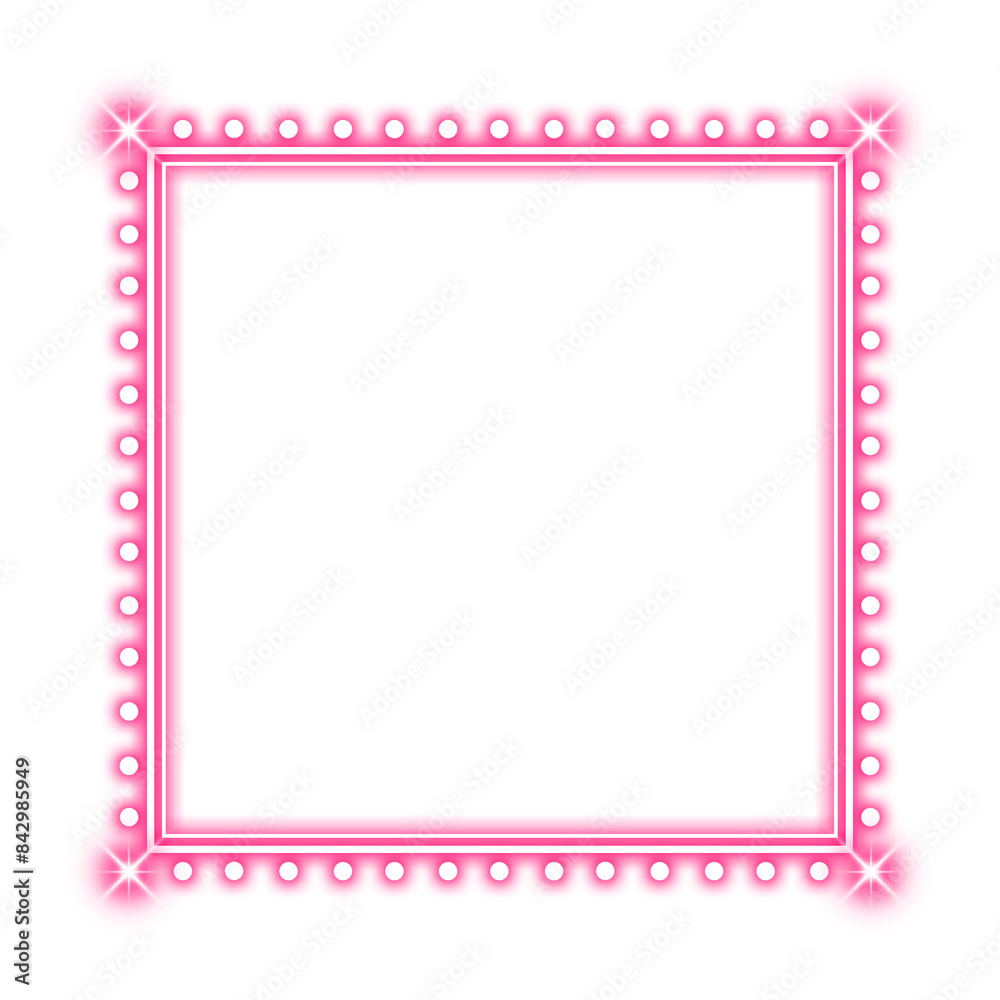 pink square frame dot and neon light
