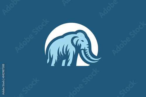Mammoth. Beautiful modern logo. Monochrome, flat, blue vector illustration	