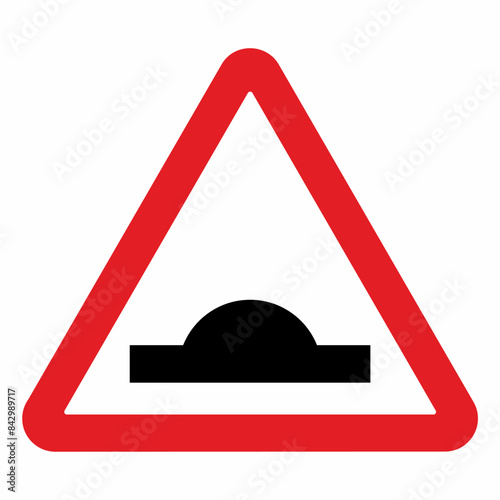 Traffic sign, road sign, triangle shape, warning about a speed bump, retarder, vector