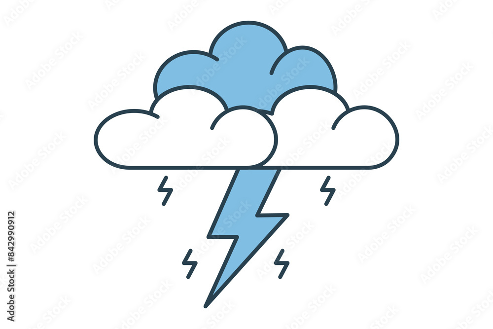 Thunderstorm icon. icon related to weather. suitable for web site, app, user interfaces, printable etc. flat line icon style. simple vector design editable