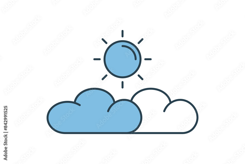 Partly cloudy icon. icon related to weather. suitable for web site, app, user interfaces, printable etc. flat line icon style. simple vector design editable Partly cloudy icon. icon related to weather. suitable for web site, app, user interfaces, printable etc. flat line icon style. simple vector design editable