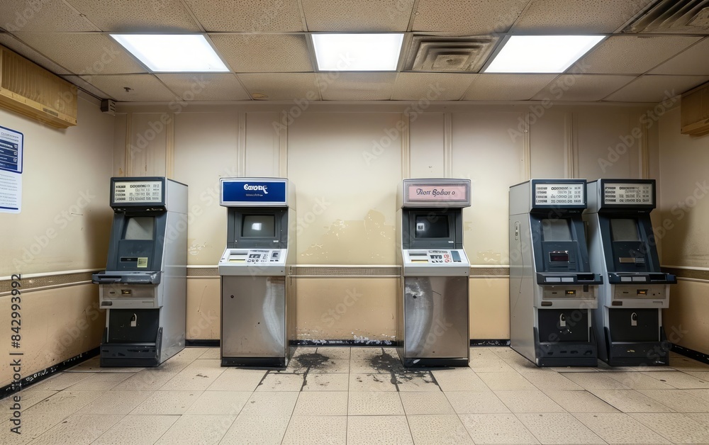 Bank failures represented by closed bank branches and empty ATMs Bank failures represented by closed bank branches and empty ATMs