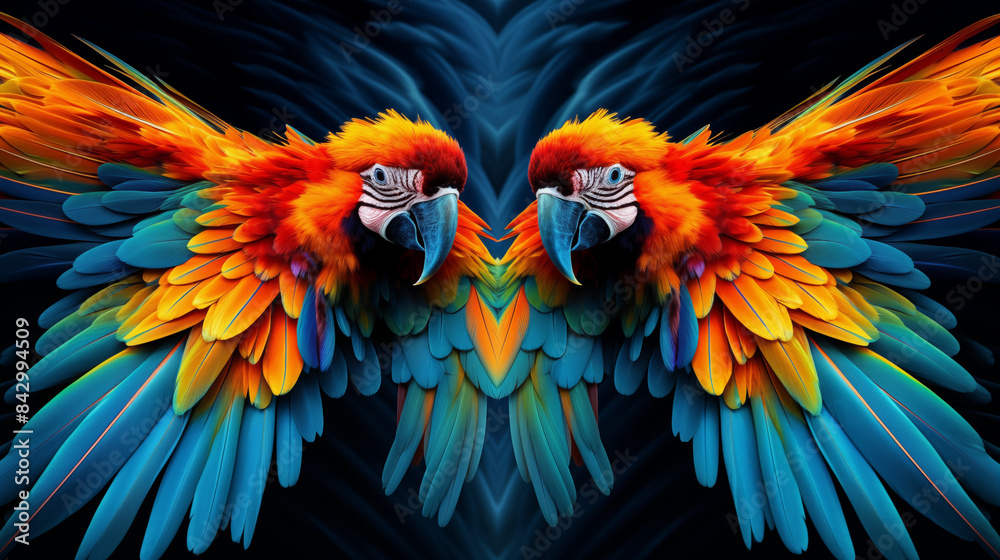 Fototapeta premium Macaws Abstract Image Pattern Background, Texture, Wallpaper, Background, Cell Phone Cover and Screen, Smartphone, Computer, Laptop, 16:9 Format - PNG