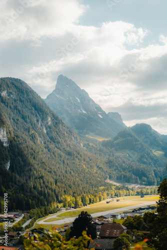 Gstaad mountain panorama in Switzerland