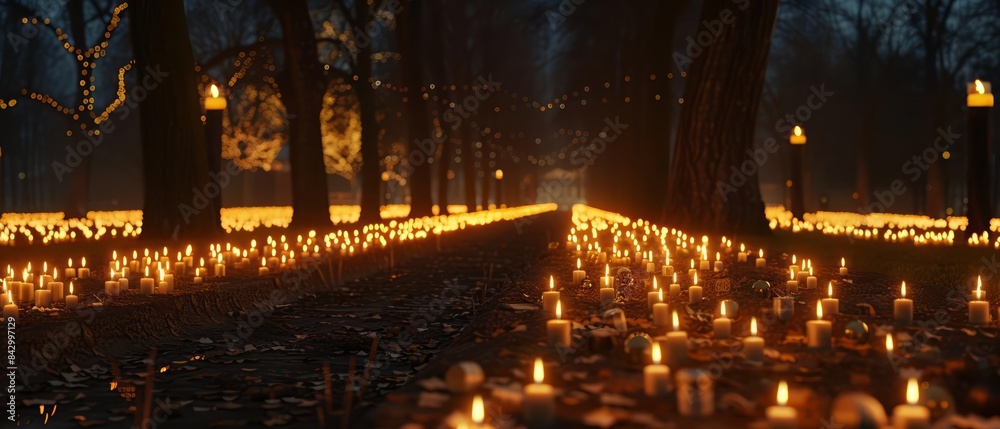 Obraz premium International Day of Commemoration in Memory of the Victims of the Holocaust visualized with a solemn memorial ceremony and candlelight vigil