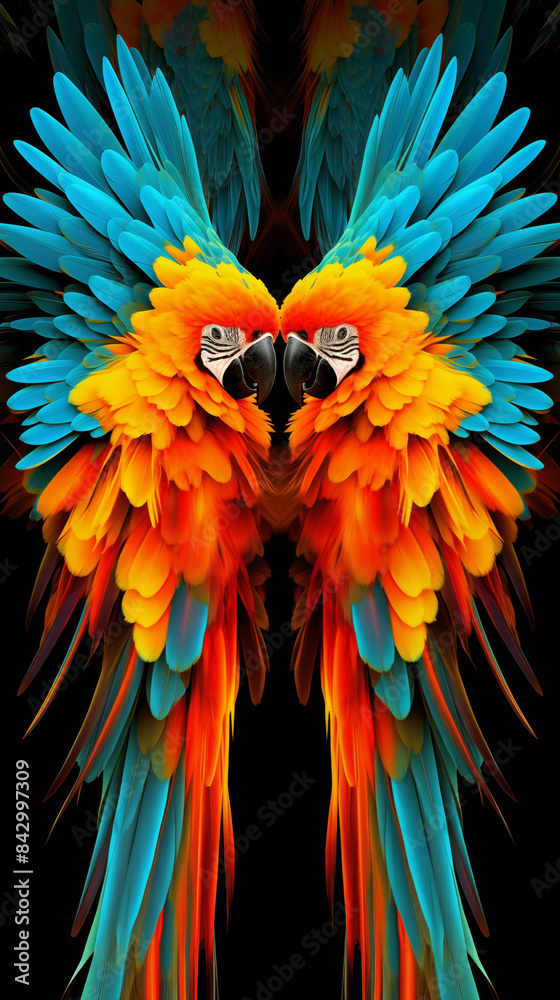 Fototapeta premium Macaws Abstract Image Pattern Background, Texture, Wallpaper, Background, Cell Phone Cover and Screen, Smartphone, Computer, Laptop, 9:16 Format - PNG