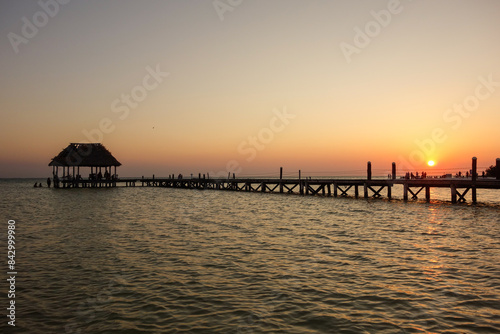 beautiful sunset over the sea on Holbox island, Quintana Roo, Mexico