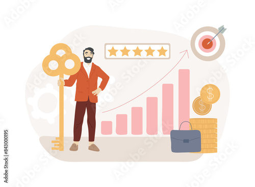Key to success isolated concept vector illustration.