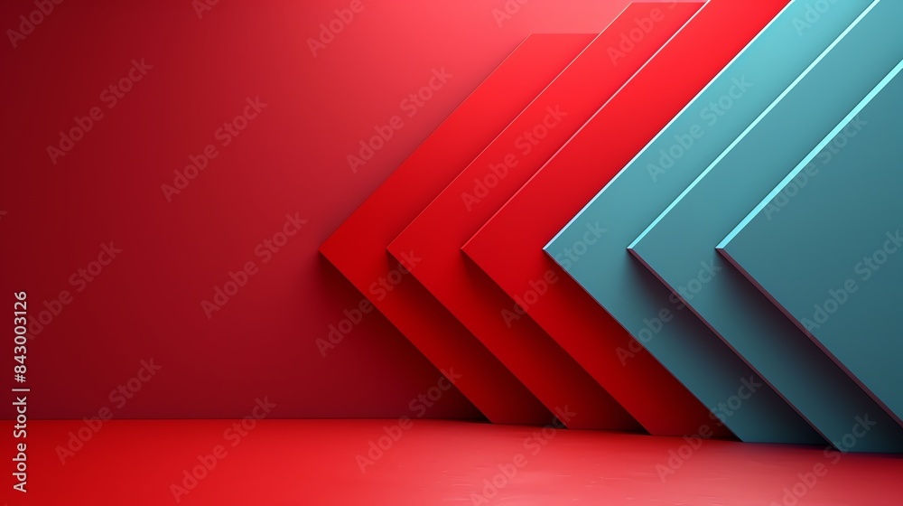 Red Arrow Minimalist Design Pointing Downwards with Domino Effect