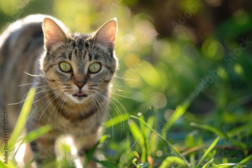 Wild cat in the garden 