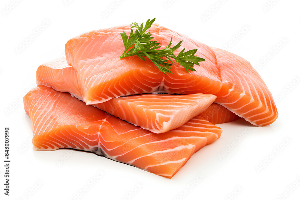 Fresh salmon steak isolated on the white background. Salmon Red Fish Steak. Large Pile of trout steak. Big organic steaks of salmon lined up. Big pieces raw salmon. Fresh salmon steak isolated on the white background. Salmon Red Fish Steak. Large Pile of trout steak. Big organic steaks of salmon lined up. Big pieces raw salmon.