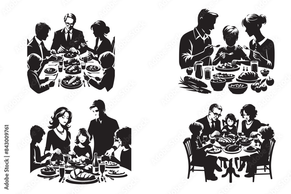 Family Dinner silhouette vector illustration.eps Family Dinner silhouette vector illustration.eps