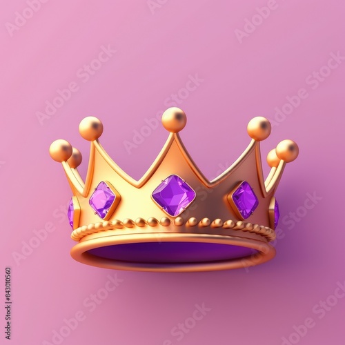 The picture of gold elegant crown decorate with purple precious gem convey sense of power and importance, perfect for inserting image to contact with important person or designing costume. AIG35.