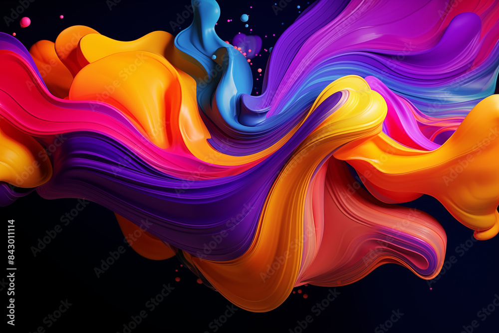 Obraz premium Abstract background colored stains and waves of liquid glossy paint 