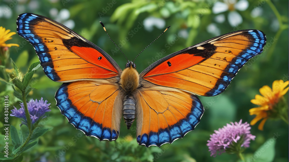 Obraz premium Biodiversity Tribute: Majestic Animal in Flourishing Flora, Butterflies, Celebrating International Day, Generative AI