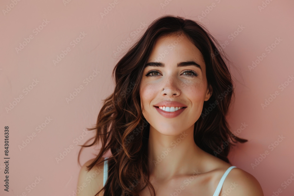 A close up portrait of a young woman with a subtle smile A close up portrait of a young woman with a subtle smile