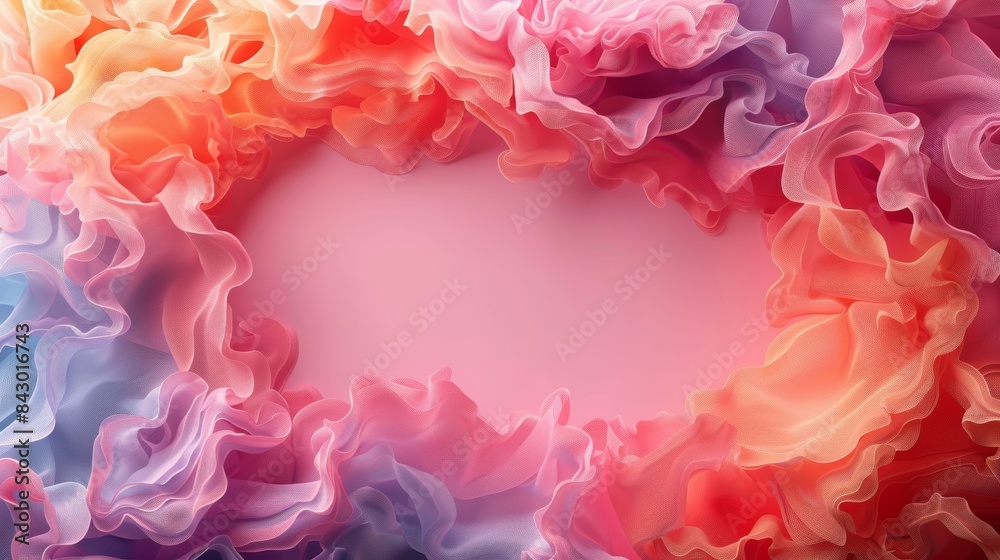 A colorful, flowing fabric with a pink background A colorful, flowing fabric with a pink background