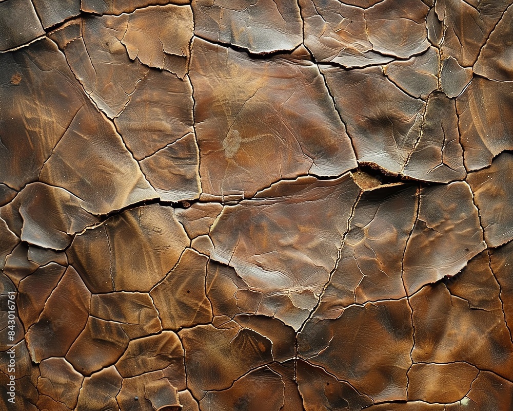 Cracked leather detail, wide view, deep browns for an aged vintage wallpaper Cracked leather detail, wide view, deep browns for an aged vintage wallpaper