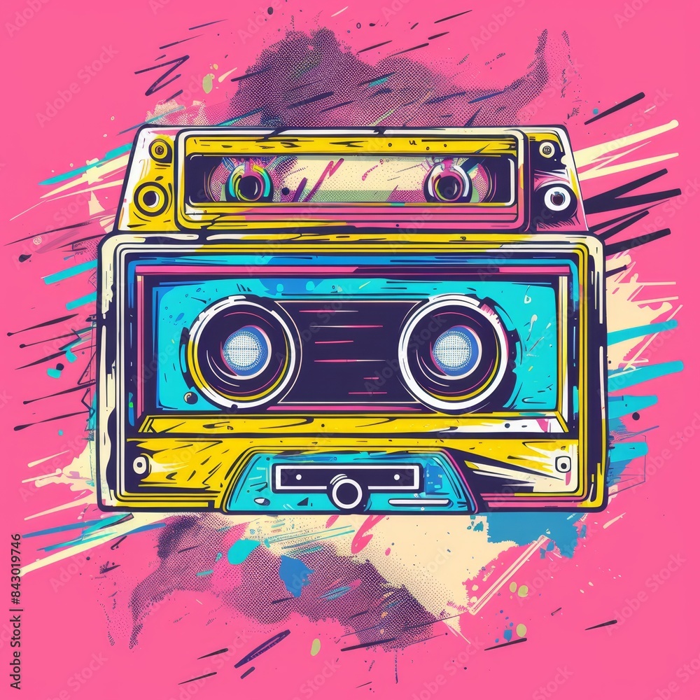 Fototapeta premium retro cassette player vector illustration