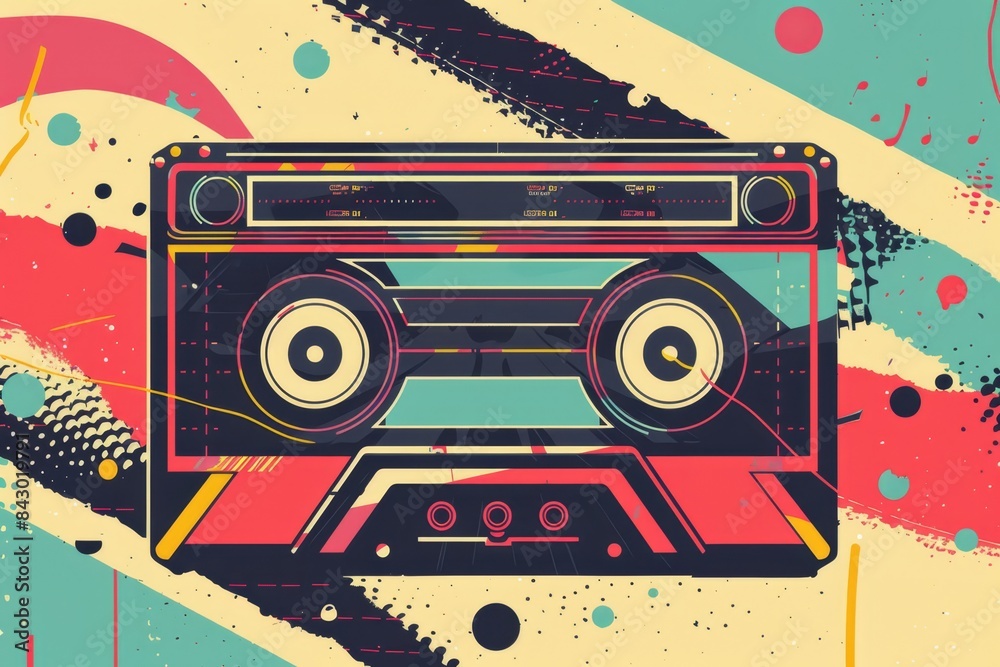Fototapeta premium retro cassette player on grunge background