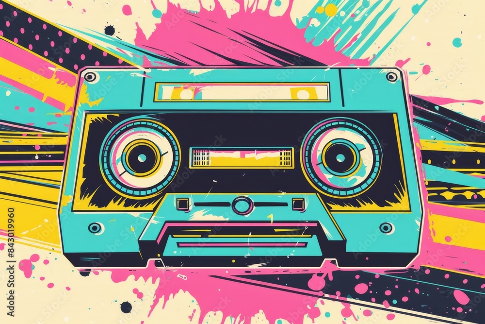 Fototapeta premium retro cassette player vector illustration