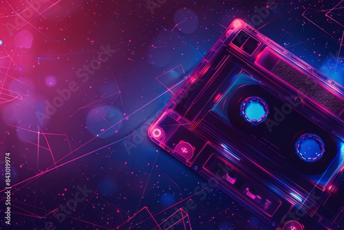 an old cassette player is on a purple background