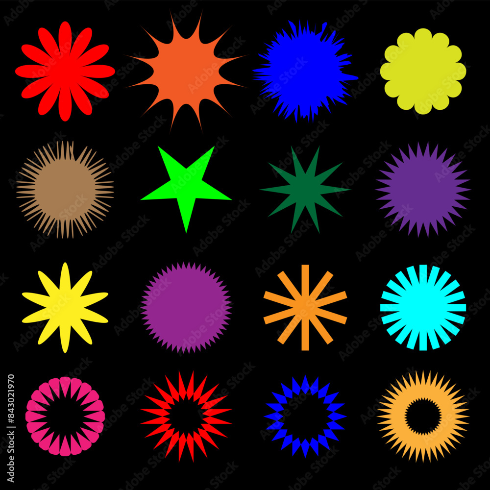 Vector set of brutalist geometric shapes. Trendy abstract minimalist figures, stars, flowers, circles. Modern abstract graphic design elements. Vector Vector set of brutalist geometric shapes. Trendy abstract minimalist figures, stars, flowers, circles. Modern abstract graphic design elements. Vector