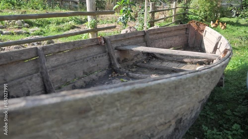 An ancient Boat raised from the bottom of the Lake photo