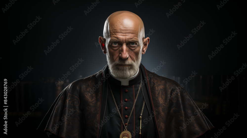 Obraz premium Photograph old abbot isolated on black background