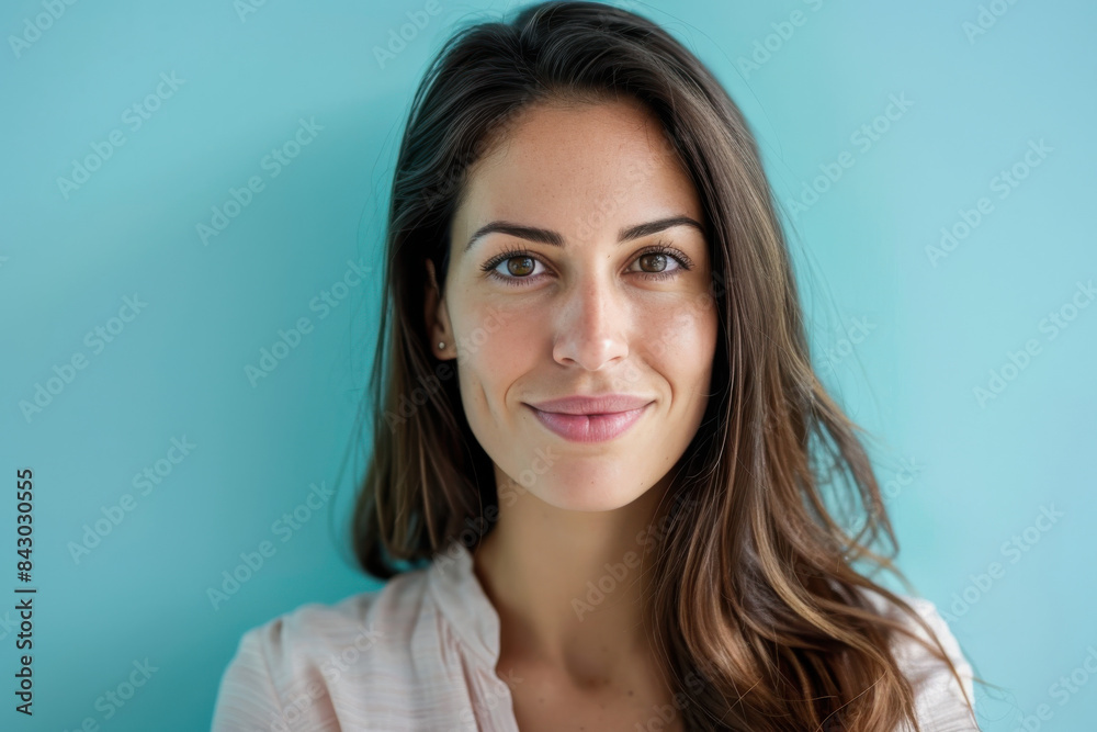 A close up portrait of a young woman with a subtle smile A close up portrait of a young woman with a subtle smile