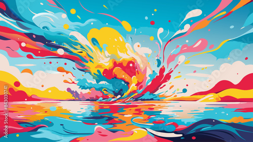 Vibrant Color Explosion in Abstract Art Illustration