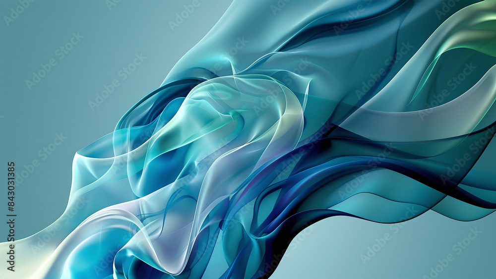 Fototapeta premium Ethereal Aqua Flow: A Serene Abstract Design