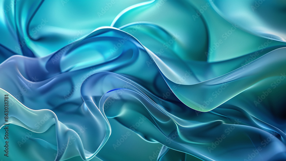 Fototapeta premium Turquoise Silk Elegance: Luxurious Textile Flow in Artistic Harmony