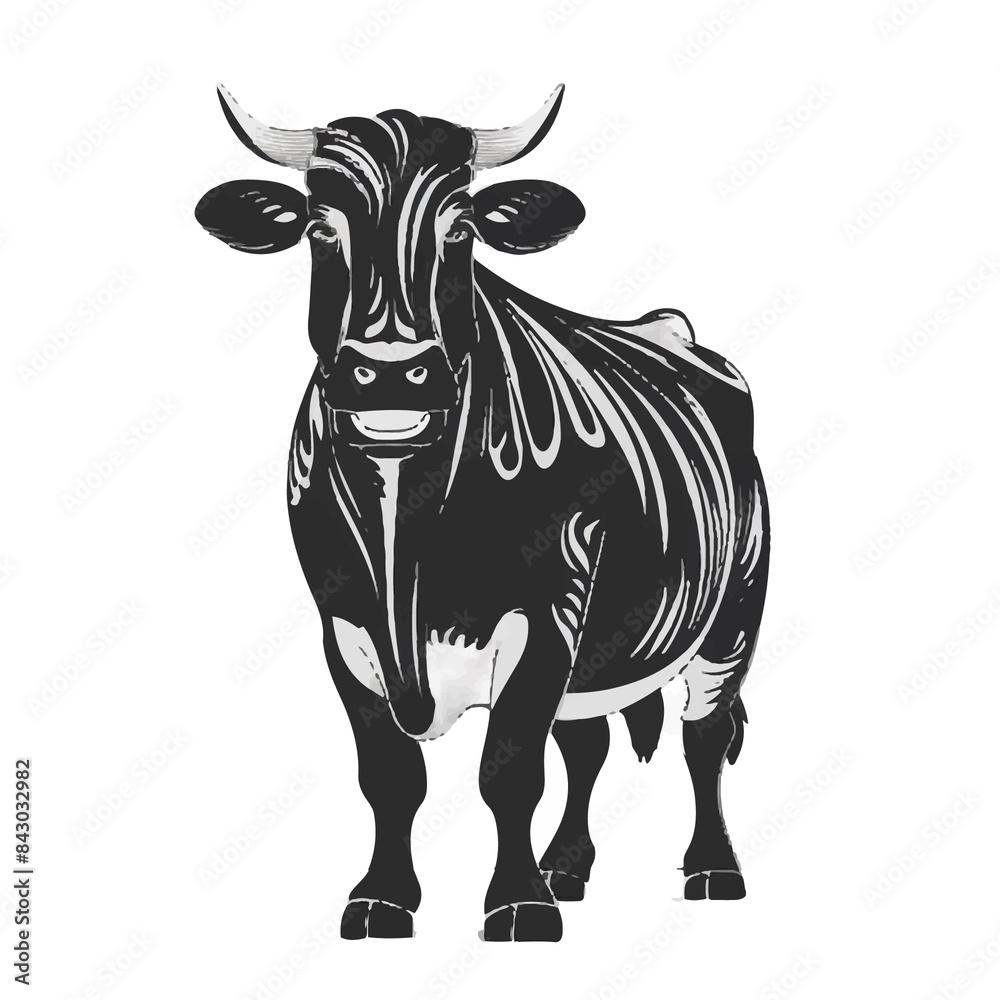 Fototapeta premium Cow flat illustration image