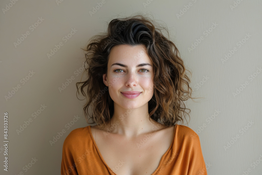 A close up portrait of a young woman with a subtle smile